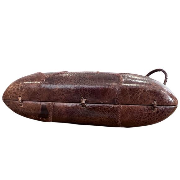 Vintage ESTATE Brown Eel Skin Purse Hard Shell Shoulder Bag Wide Opening - Picture 6 of 15
